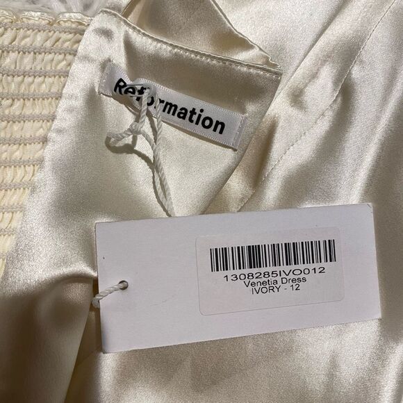 Reformation Venetia Silk Wedding Dress in Ivory Size 12 NEW - Picture 11 of 11